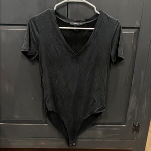 Forever 21 Deep Black Short Sleeve Bodysuit